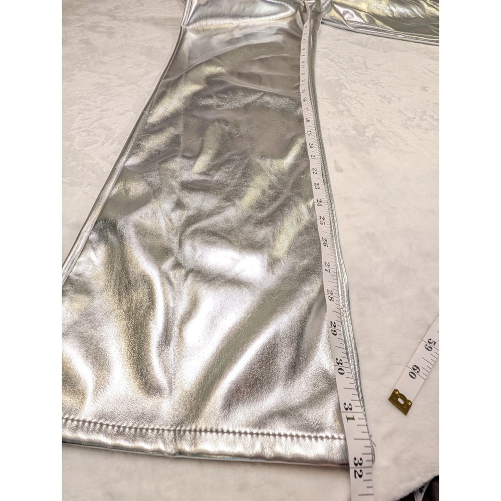 Gibson Latimer Women Silver Metallic Perfect Fit Wide Leg READ Pants Size 8 - Picture 12 of 14